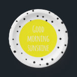 Assiettes En Carton Soleil du bon matin | Plaques pois<br><div class="desc">Plaque en papier blanc avec motif à points noirs et blancs et typographie manuscrite. D'autres couleurs et devis sont disponibles dans mon magasin.</div>