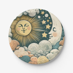 Assiettes En Carton Soleil et LuneSoleil enfant