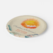 Assiettes En Carton Soleil et nuages Baby shower rétro gris jaune (Angle)