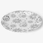 Assiettes En Carton Soleil lunaire noir et blanc Anniversaire céleste (Angle)