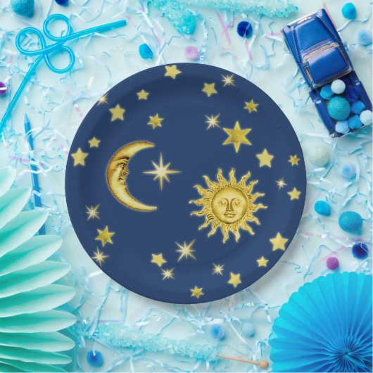 Assiettes En Carton Soleil, Lune et étoiles (Fête)
