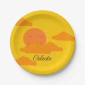 Assiettes En Carton Soleil orange dans Plaques de papier Ciel doré (Devant)