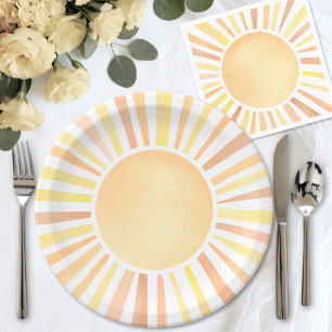 Assiettes En Carton Soleil Orange Jaune
