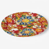 Assiettes En Carton soleil sicilien, moitié lune, été, majolica, citro (Angle)