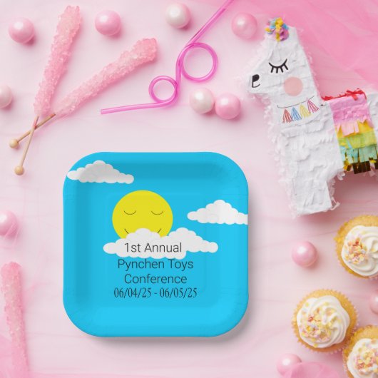 Assiettes En Carton Soleil souriant avec nuages Popcorn (Fête)