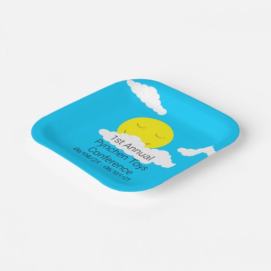 Assiettes En Carton Soleil souriant avec nuages Popcorn (Angulaire)