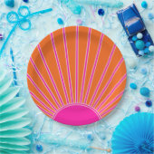 Assiettes En Carton Soleil Sunrise Orange Et Rose Chaud Preppy Sunshin (Fête)