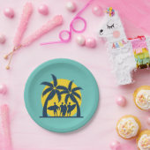 Assiettes En Carton Soleil surf et palmiers surf cool (Fête)