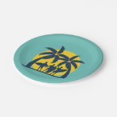 Assiettes En Carton Soleil surf et palmiers surf cool (Angle)