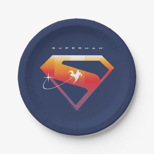 Assiettes En Carton Soleil Tourner Superman Shield (Devant)