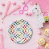 Assiettes En Carton Soleils géométriques colorés (Fête)