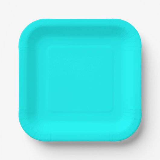 Assiettes En Carton Solid Cyan 7" Square Party Paper Plate (Recto)