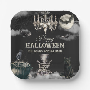 Assiettes En Carton Sombre Fête Annuelle d'Halloween Tête de Mort Goth