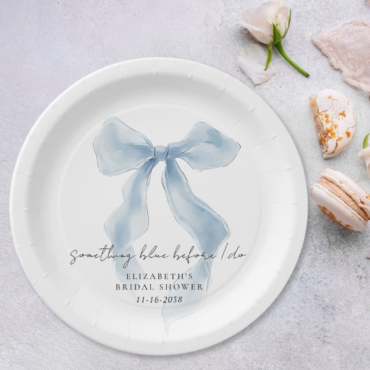 Assiettes En Carton Something Blue Before I Do Bow Bridal Shower