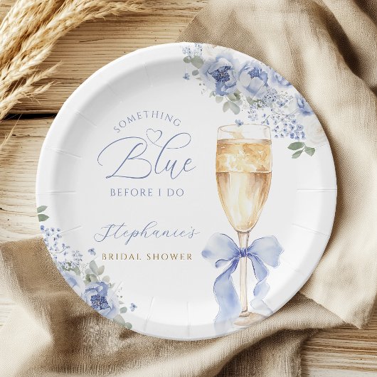 Assiettes En Carton Something Blue Florals Bow Bridal Shower
