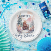 Assiettes En Carton Son Baby shower Froid Hors Forêt D'Hiver Ours (Fête)