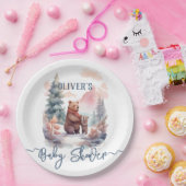 Assiettes En Carton Son Baby shower Froid Hors Forêt D'Hiver Ours (Fête)