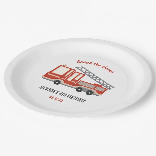 Assiettes En Carton Son L'alarme Camion Fête d'anniversaire (Angle)