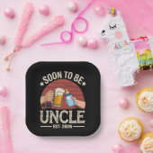 Assiettes En Carton Soon To Be Uncle 2026 Retro Pregnancy Announcement (Fête)