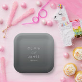 Assiettes En Carton Sophisticated Gray Minimalist Wedding (Fête)