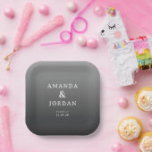 Assiettes En Carton Sophisticated Gray Minimalist Wedding (Fête)