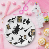 Assiettes En Carton sorcière assistant chatte lune bloomstick (Fête)