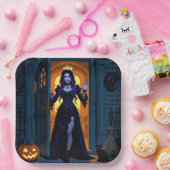 Assiettes En Carton Sorcière, chat noir et Halloween Jack-O-Lanterne (Fête)