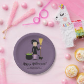 Assiettes En Carton Sorcière Cute Avec Un Chat Texte Personnalisé D'Ha (Fête)