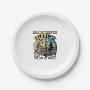 Assiettes En Carton Sorcière de jour de comptable Nuit d'Halloween Liv