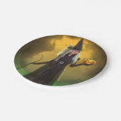 Assiettes En Carton Sorcière d'Halloween avec canne (Angle)