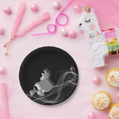 Assiettes En Carton Sorcière d'Halloween noir et blanc moderne unique (Fête)