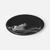 Assiettes En Carton Sorcière d'Halloween noir et blanc moderne unique (Angle)