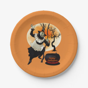Assiettes En Carton Sorcière et chaudron vintages heureux de Hallowee