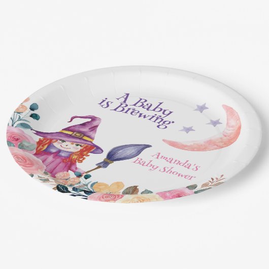 Assiettes En Carton Sorcière Fleur Douce Cauldron Baby Brassage Douche (Angle)