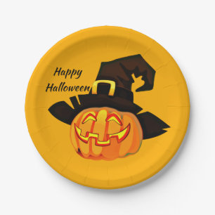 Assiettes En Carton Sorcière Jack O'Lantern Bonne fête d'Halloween
