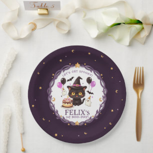 Assiettes En Carton Sorcière Mignonne Effrayante Chat Noir Magicien 1e