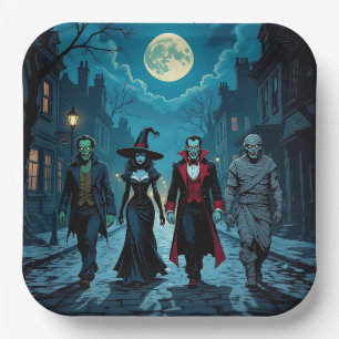 Assiettes En Carton Sorcière, Vampire, Dracula et la fête d'Halloween 