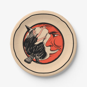 Assiettes En Carton sorcière vintage de Halloween des années 1920