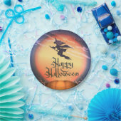 Assiettes En Carton Sorcière volante d'Halloween (Fête)