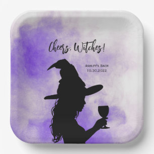 Assiettes En Carton Sorcières à la joie, Sorcière à l'Halloween tenant