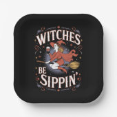 Assiettes En Carton Sorcières Be Sippin' Halloween Éffrayant (Recto)