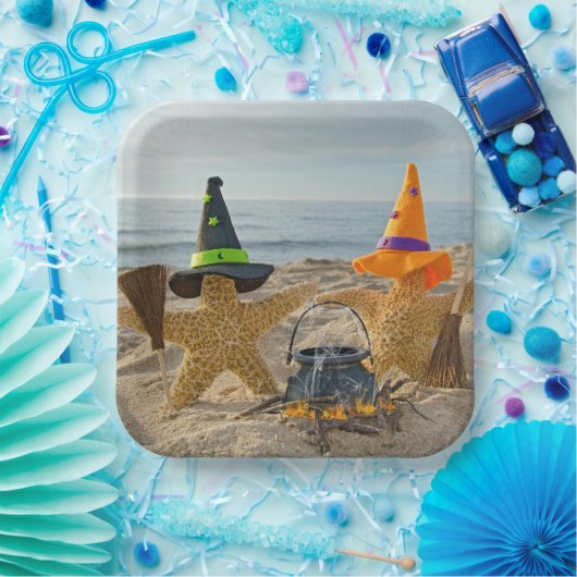 Assiettes En Carton Sorcières d'étoiles de plage d'Halloween (Fête)