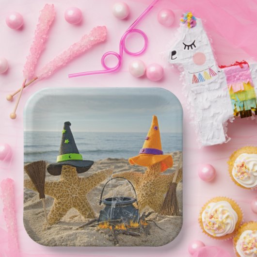 Assiettes En Carton Sorcières d'étoiles de plage d'Halloween (Fête)