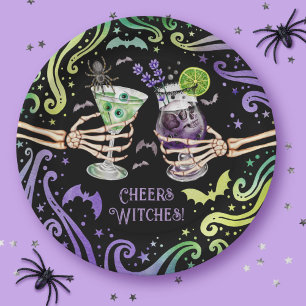 Assiettes En Carton Sorcières Halloween Lunettes de Cocktail