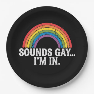 Assiettes En Carton Sounds Gay I'm In Rainbow LGBTQ Vintage Retro