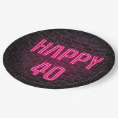 Assiettes En Carton Soupir rose brillant pour 40e anniversaire (Angle)