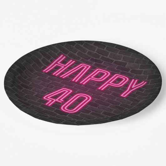 Assiettes En Carton Soupir rose brillant pour 40e anniversaire (Angle)