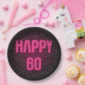 Assiettes En Carton Soupir rose brillant pour 60e anniversaire (Fête)