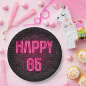 Assiettes En Carton Soupir rose brillant pour 65e anniversaire (Fête)