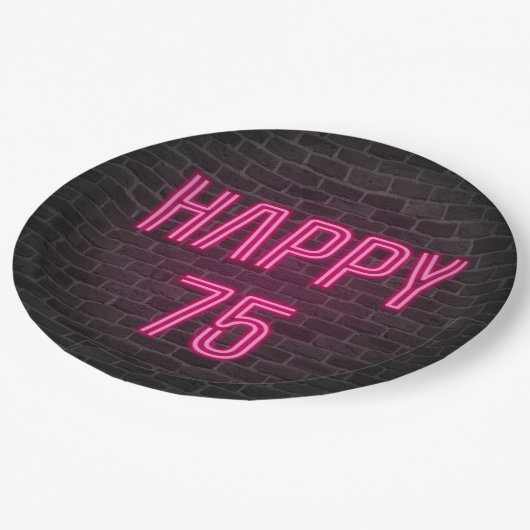 Assiettes En Carton Soupir rose brillant pour 75e anniversaire (Angle)